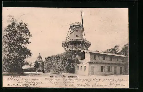 AK Potsdam, Historische Windmühle bei Sanssouci