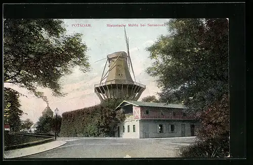 AK Potsdam, Historische Windmühle bei Sanssouci