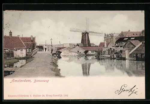 AK Amsterdam, Binnenweg, Windmühle