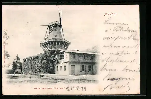AK Potsdam, Historische Windmühle Sanssouci