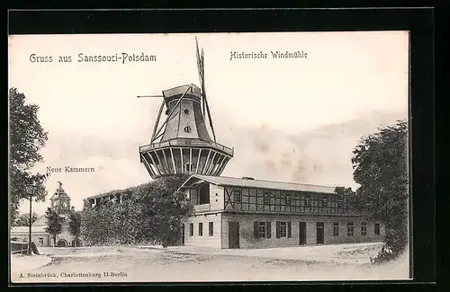 AK Potsdam, Sanssouci, Historische Windmühle und neue Kammern