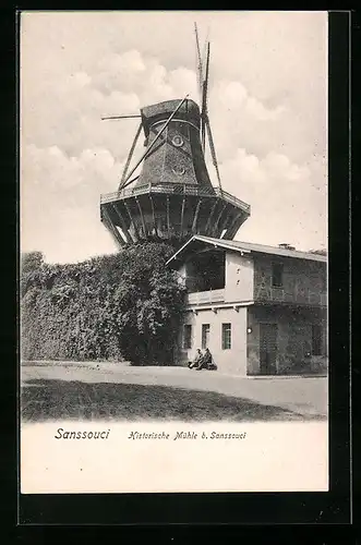 AK Potsdam, Historische Windmühle bei Sanssouci