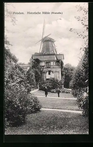 AK Potsdam, Historische Windmühle mit Anlagen, Westseite