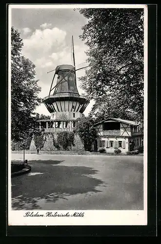 AK Potsdam, Historische Windmühle und Nebenhaus