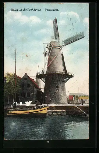 AK Rotterdam, Molen in Delftschhaven, Windmühle