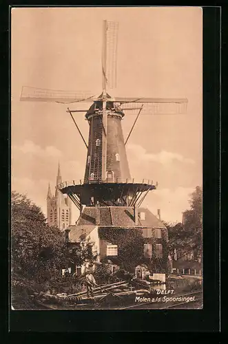 AK Delft, Molen a./d. Spoorsingel, Windmühle