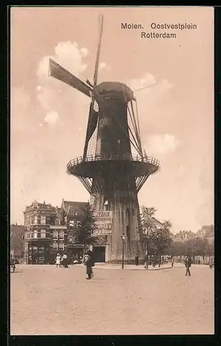 AK Rotterdam, Molen, Oostvestplein, Windmühle
