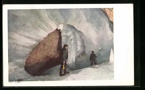 Künstler-AK Salzburg, Eisriesenwelt im Tennengebirge, Eistor zum Mörkdom