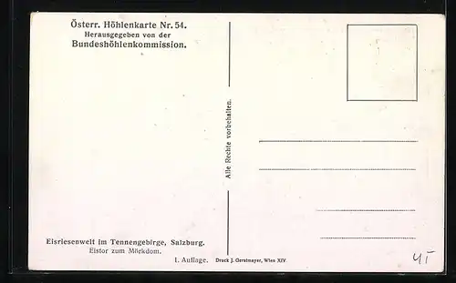 Künstler-AK Salzburg, Eisriesenwelt im Tennengebirge, Eistor zum Mörkdom