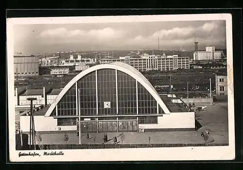 AK Gotenhafen, Die Markthalle aus der Vogelschau