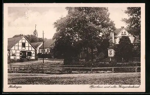 AK Ziebingen, Pfarrhaus und altes Kriegerdenkmal