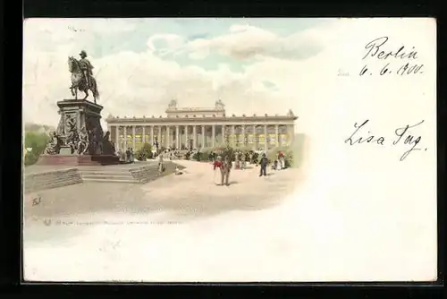 Lithographie Berlin, Lustgarten Museum Denkmal Friedr. Wilh. III.