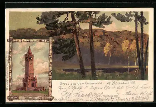 Lithographie Grunewald, Kaiser-Wilhelm-Thurm