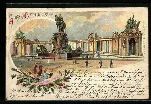 Lithographie Berlin, Kaiser-Wilhelm-Denkmal