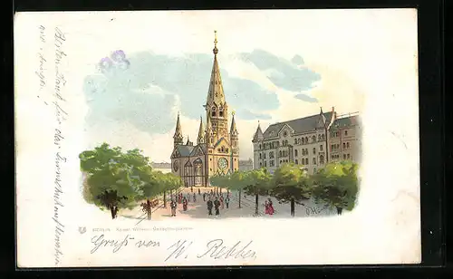 Lithographie Berlin, Kaiser-Wilhelm Gedächtniskirche