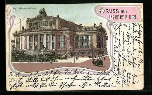 Lithographie Berlin, Königliches Schauspielhaus, Glitzerverzierung