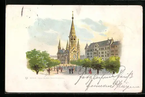 Lithographie Berlin, Kaiser-Wilhelm-Gedächtniskirche