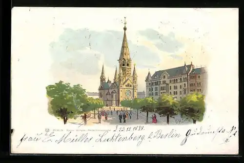 Lithographie Berlin, Kaiser Wilhelm Gedächtniskirche