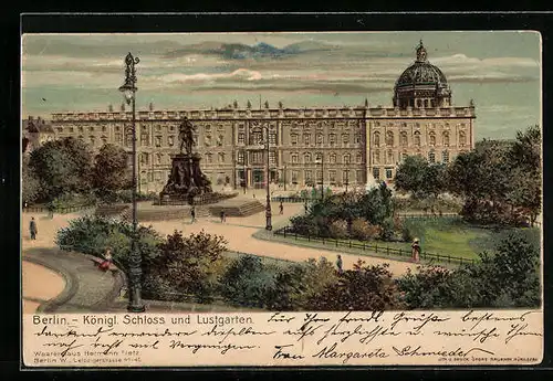 Lithographie Berlin, Königl. Schloss und Lustgarten