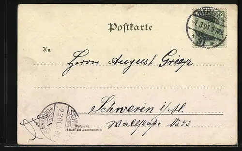 Lithographie Berlin, Schlossbrücke bei Vollmond