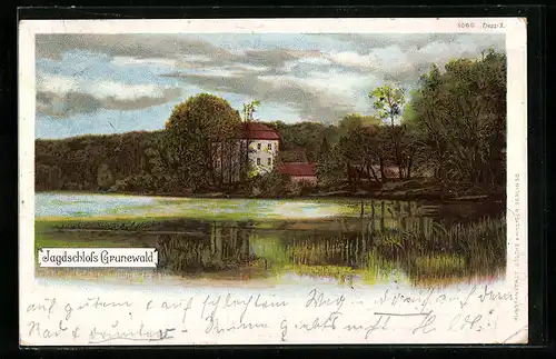 Lithographie Berlin-Grunewald, Am Jagdschloss