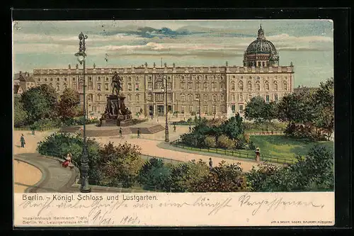 Lithographie Berlin, Das Kgl. Schloss mit dem Lustgarten