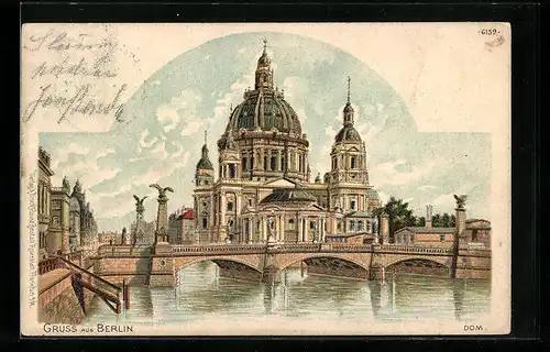 Lithographie Berlin, Blick zum Dom