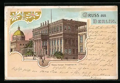 Lithographie Berlin, Palais Kaiser Friedrich III.