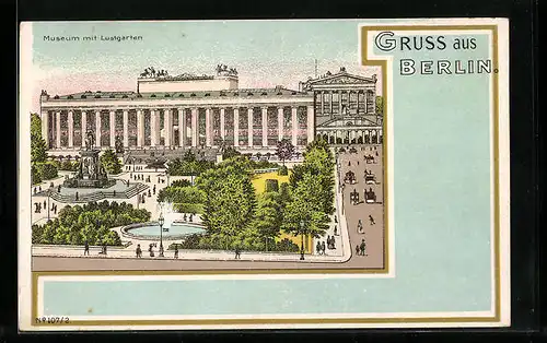 Lithographie Berlin, Museum mit Lustgarten