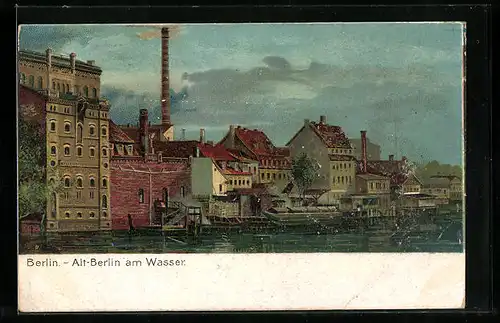 Lithographie Berlin, Alt-Berlin am Wasser