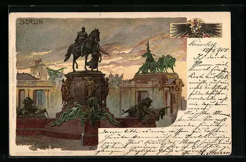 Künstler-AK Heinrich Kley: Berlin, Reiter-Denkmal