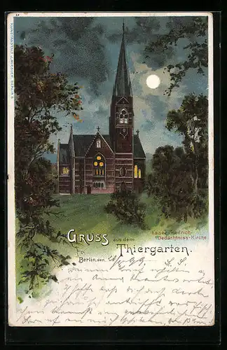 Lithographie Berlin-Tiergarten, Kaiser-Friedrich-Gedächtnis-Kirche