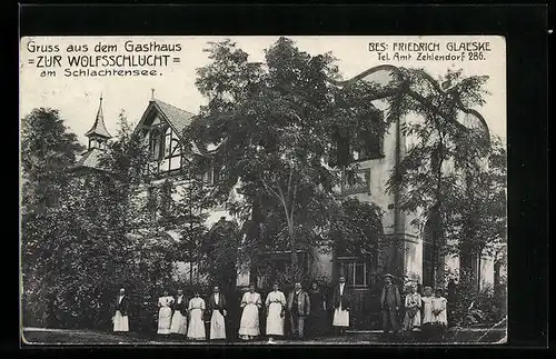 AK Berlin, Gasthaus zur Wolfsschlucht am Schlachtensee