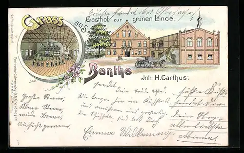 Lithographie Benthe, Gasthof zur grünen Linde