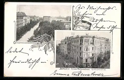 AK Berlin-Charlottenburg, Pension Tscheuschner in der Kurfürstenstr. 112, Aussicht von der Pension