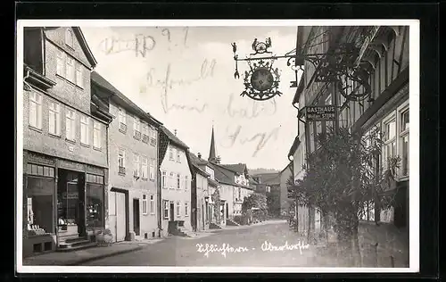 AK Schlüchtern, Obertorstrasse mit Gasthaus zum Weissen Stern