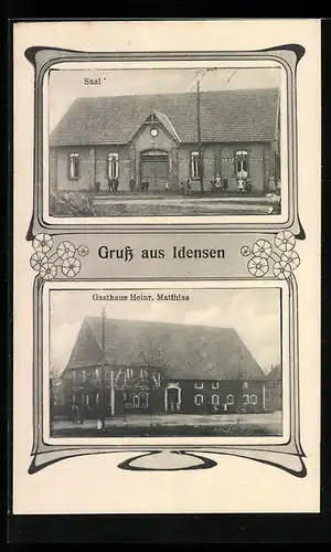 AK Idensen, Gasthaus Heinr. Matthias mit Saal