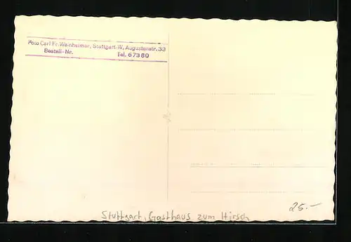 Foto-AK Stuttgart, Gasthaus zum Hirsch