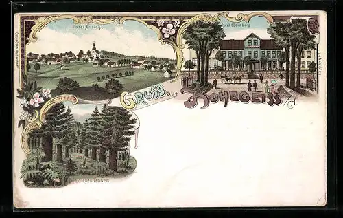 Lithographie Hohegeiss i. H., Hotel Ebersberg, Die dicken Tannen, Totalansicht