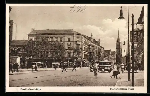 AK Berlin-Neukölln, Hohenzollern-Platz mit Geschäften