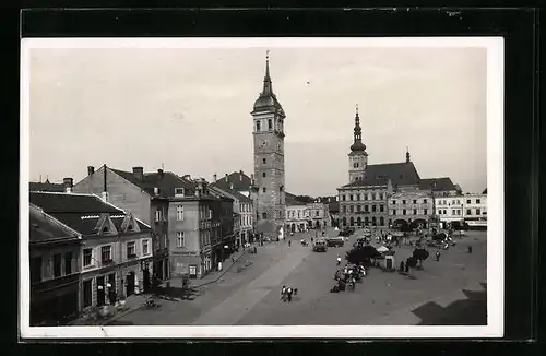 AK Wischau / Vyskov, Hauptplatz mit Kirche