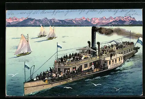 AK Salondampfer Starnberg auf dem Starnberger See