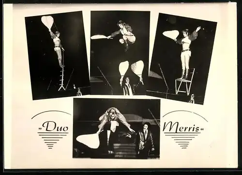 Fotografie Duo-Merris, Akrobaten in verschiedenen Szenen einer Vorführung