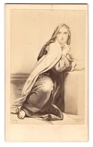 Fotografie Dusacq & cie., Paris, Gemälde: junge Nonne mit zum Gebet gefaltenen Händen, Kruzifix