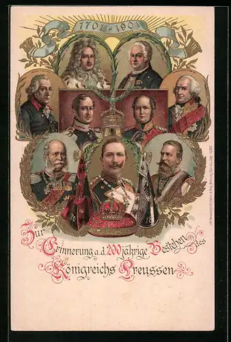 Lithographie Allweg guet Zolre, 1701 - 1901. Hohenzollern-Fürsten, Friedrich Wilhelm III. von Preussen