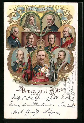 Lithographie Allweg guet Zolre, 1701 - 1901. Hohenzollern-Fürsten, Friedrich Wilhelm III. von Preussen