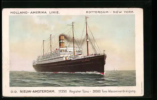 AK Passagierschiff D.D. Nieuw-Amsterdam, Holland-America Line
