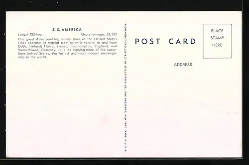 AK Passagierschiff S.S. America