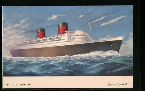 AK Passagierschiff Queen Elizabeth, Cunard White Star