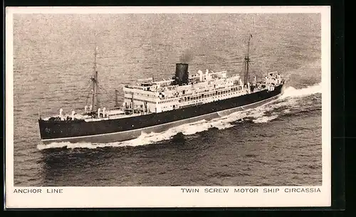 AK Passagierschiff Twin Screw Motor Ship Circassia, Anchor Line